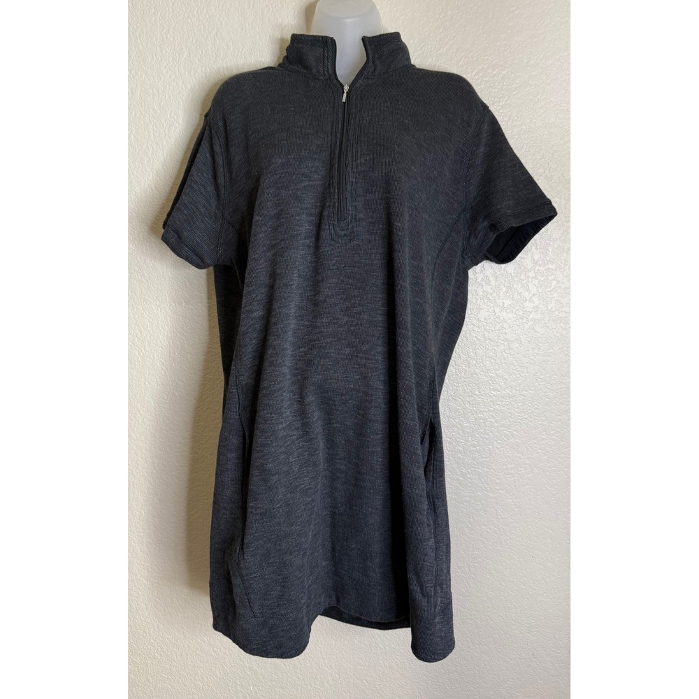Legendary Outfitters XXL Dress Gray Short Sleeve Quarter Zip Pockets Ribbed